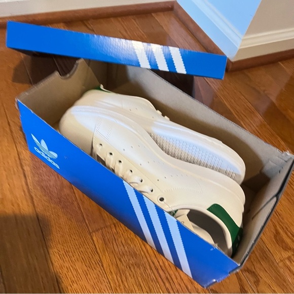 Adidas Originals Stan Smith Mens Sneaker 8‎ White Green Athletic Leather Lace Up - Picture 15 of 17